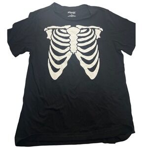 Mission Ridge Mens Large Black Skeleton Rib Cage Halloween T-Shirt‎